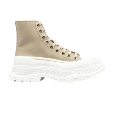 Pre-owned Alexander Mcqueen Wmns Tread Slick Boot 'beige Canvas' | Cream | Women's Size 37 In White