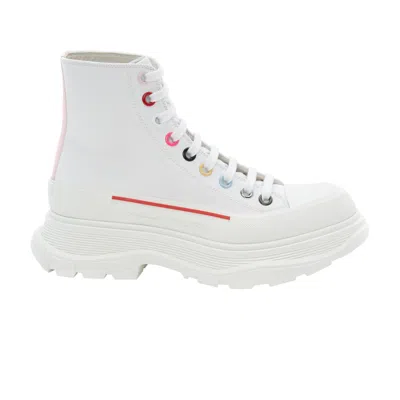 Pre-owned Alexander Mcqueen Wmns Tread Slick Boot 'white Multi-colored Eyelets' | Women's Si