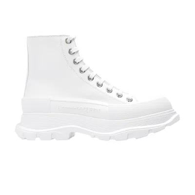 Pre-owned Alexander Mcqueen Wmns Tread Slick Boot 'white Silver' | Women's Size 38