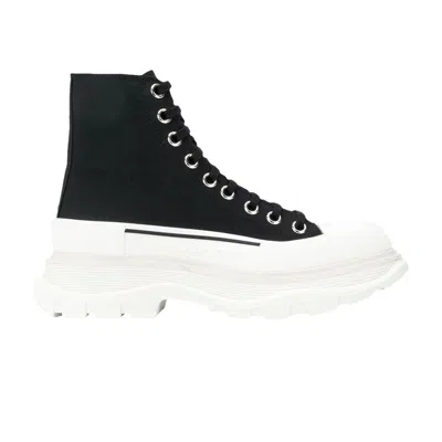 Pre-owned Alexander Mcqueen Wmns Tread Slick Boots 'black White' | Women's Size 34