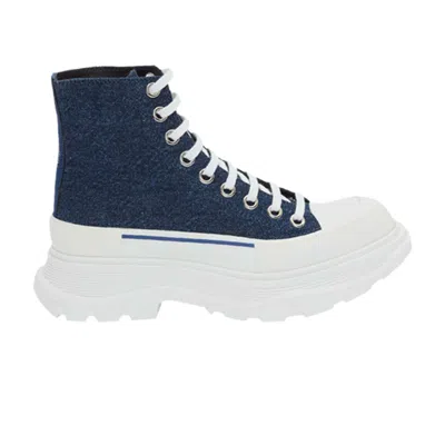 Pre-owned Alexander Mcqueen Wmns Tread Slick Boots 'indigo' | Blue | Women's Size 39