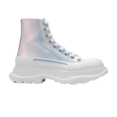 Pre-owned Alexander Mcqueen Wmns Tread Slick Boots 'iridescent' | White | Women's Size 38