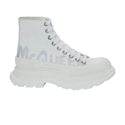 Pre-owned Alexander Mcqueen Wmns Tread Slick Boots 'white Silver' | Women's Size 38