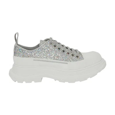 Pre-owned Alexander Mcqueen Wmns Tread Slick Lace Up 'holo Silver Glitter' | Women's Size 35