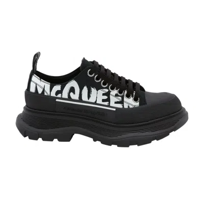 Pre-owned Alexander Mcqueen Wmns Tread Slick Lace Up Low 'mcqueen Graffiti Logo - Black' | W
