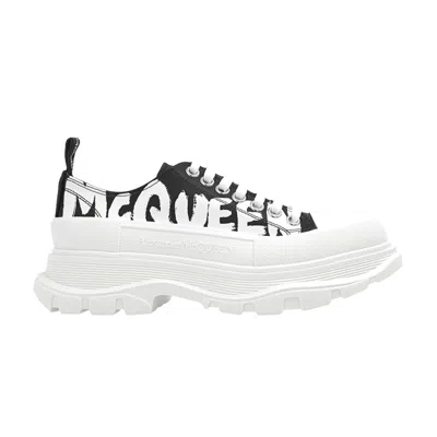 Pre-owned Alexander Mcqueen Wmns Tread Slick Lace Up 'mcqueen Graffiti Logo - Black White; |