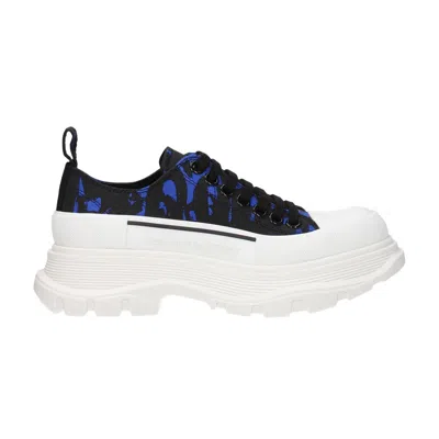 Pre-owned Alexander Mcqueen Wmns Tread Slick Low Lace Up 'graffiti Logo - Blue Black' | Wome