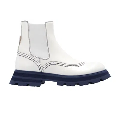 Pre-owned Alexander Mcqueen Wmns Wander Chelsea Boot 'white Navy' | Women's Size 39