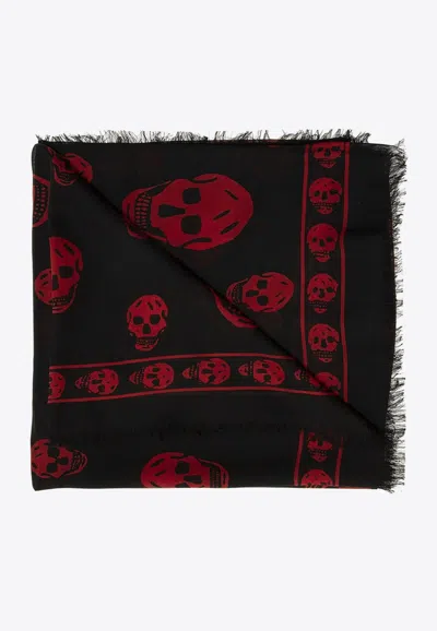 Alexander Mcqueen All-over Skull Motif Scarf In Black