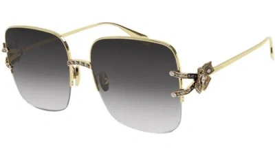 Pre-owned Alexander Mcqueen Am0371s 001 Sunglasses Gold Grey Stones Women Authentic In Grey Gradient