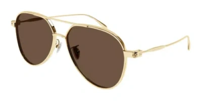 Pre-owned Alexander Mcqueen Am0373s-002 Gold In Brown