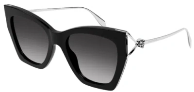 Pre-owned Alexander Mcqueen Am0375s-001 Cat-eye Black In Gray