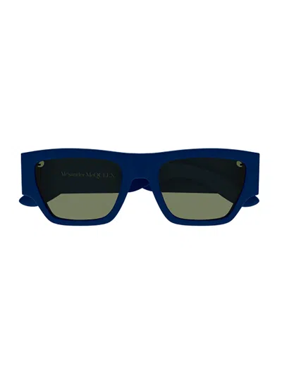 Alexander Mcqueen Am0393s Sunglasses In 005 Blue Blue Green