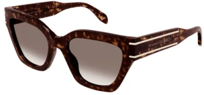 Pre-owned Alexander Mcqueen Am0398s-002 Cat-eye Havana In Brown