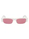Alexander Mcqueen Eyewear Rectangle Frame Sunglasses In 005 White White Red