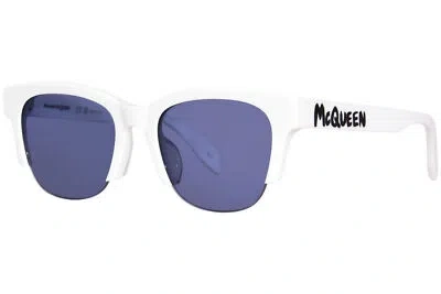 Pre-owned Alexander Mcqueen Am0406sa 004 Sunglasses Women's White/blue Square Shape 54mm