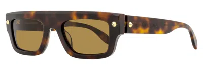 Alexander Mcqueen Am0427s Flat-top Rectangular Sunglasses In Havana