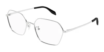 Alexander Mcqueen Am0437o Women's Glasses, Silver, Size 55 In Gray