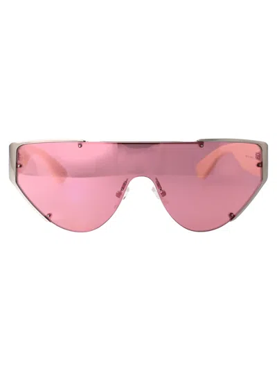 Alexander Mcqueen Am0447s Sunglasses In 004 Silver Ivory Pink