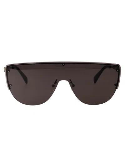 Alexander Mcqueen Am0457s Sunglasses In 001 Ruthenium Ruthenium Grey