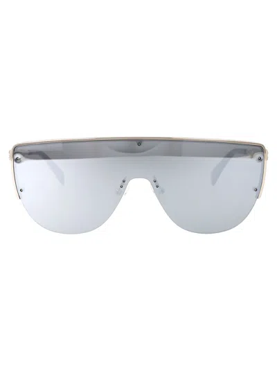 Alexander Mcqueen Am0457s Sunglasses In 004 Silver Silver Silver