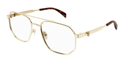 Alexander Mcqueen Am0459o Asian Fit Men's Glasses, Gold, Size 57