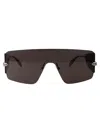 Alexander Mcqueen Oversize Shield-frame Sunglasses In 001 Ruthenium Ruthenium Grey