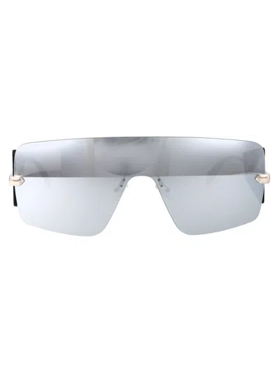 Alexander Mcqueen Am0460s Sunglasses In 002 Silver Silver Silver