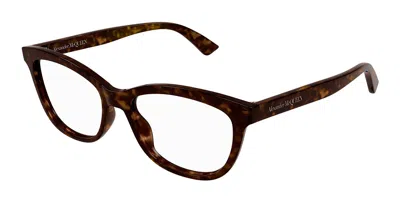 Alexander Mcqueen Am0461o Women's Glasses, Tortoiseshell, Size 53 In Brown