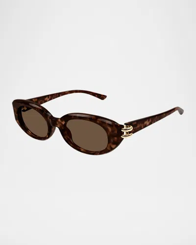 Alexander Mcqueen 50mm Round Sunglasses In Havana