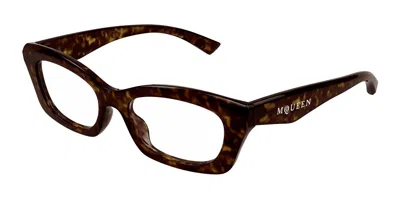 Alexander Mcqueen Am0474o Women's Glasses, Tortoiseshell, Size 52 In Brown