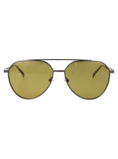 Alexander Mcqueen Am0478s Sunglasses In Ruthenium-ruthenium-green
