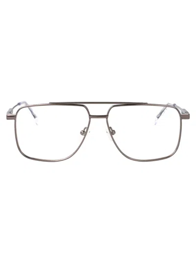 Alexander Mcqueen Am0480o Glasses In Ruthenium-ruthenium-transparent