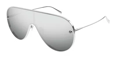 Alexander Mcqueen Silver-silver-silver Metal Sunglasses In Gray