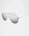 Alexander Mcqueen 99mm Oversize Pilot Sunglasses In Shiny Silver