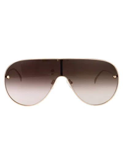 Alexander Mcqueen Am0481s Sunglasses In Gold-gold-brown