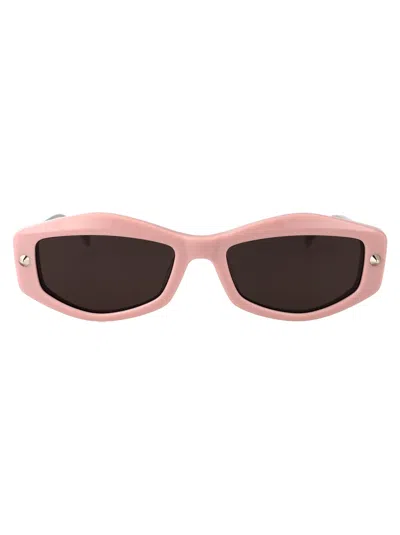 Alexander Mcqueen Am0482s Sunglasses In Pink-silver-grey