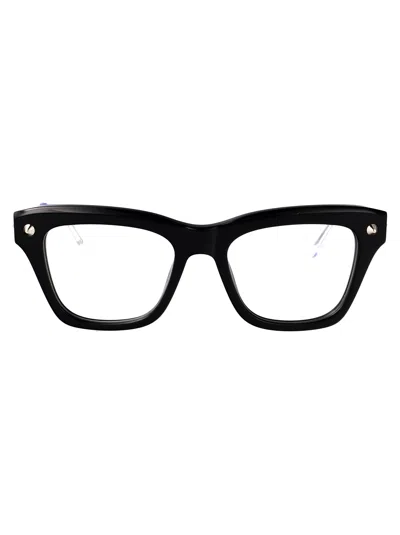 Alexander Mcqueen Am0484o Glasses In Black-silver-transparent