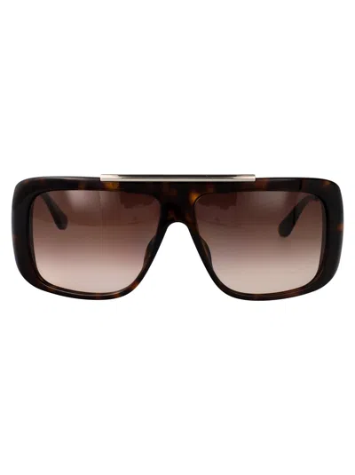 Alexander Mcqueen Am0492s Metal Frame Tortoiseshell Sunglasses In Brown