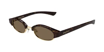 Alexander Mcqueen Am0534s 002 Occhiali Da Sole Tartarugatishell Per Uomo In Brown