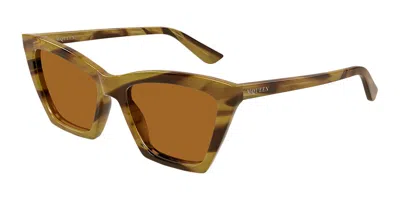 Alexander Mcqueen Am0536s 006 Women's Sunglasses Tortoiseshell Size 54 - Free Rx Lenses  - Free Rx Lenses In Brown