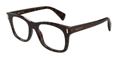 Alexander Mcqueen Am0551o 002 Men's Glasses Tortoiseshell Size 52 - Free Lenses - Blue Light Block Available In Brown