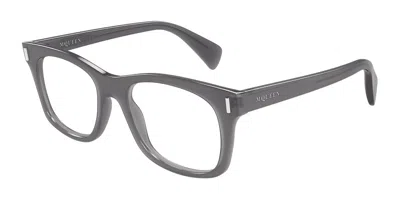 Alexander Mcqueen Am0551o 003 Men's Glasses Grey Size 52 - Free Lenses - Blue Light Block Available In Gray