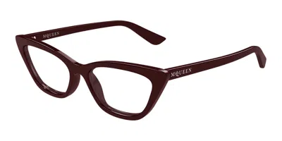 Alexander Mcqueen Am0560o 003 Women's Glasses Red Size 52 - Free Lenses - Blue Light Block Available In Burgundy