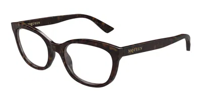 Alexander Mcqueen Am0569o 002 Women's Glasses Tortoiseshell Size 53 - Free Lenses - Blue Light Block Available In Brown