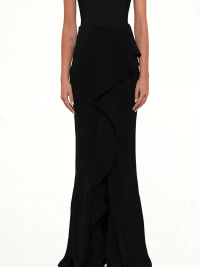 Alexander Mcqueen Long Drape Skirt In Black