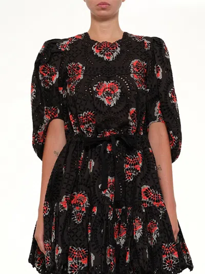 Alexander Mcqueen Poppy Print Abito Dress In Black