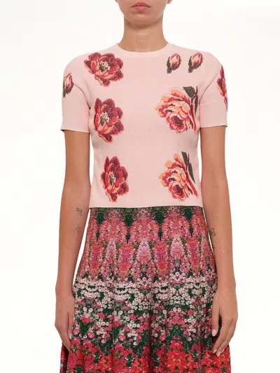 Alexander Mcqueen Tapestry Rose Jacquard T-shirt In Multi