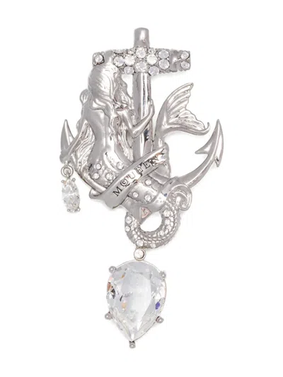 Alexander Mcqueen Anchor Pin Brooch In Silver