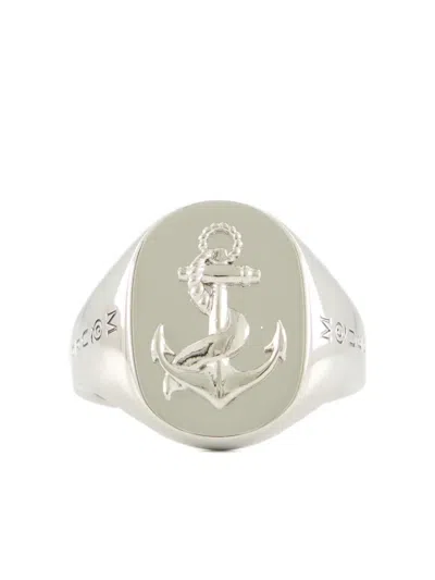 Alexander Mcqueen Anchor Signet Ring In Metallic